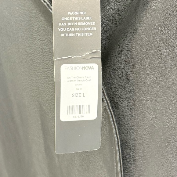 Fashion Nova Women’s Black Faux Leather Maxi Trench Coat. Size L - Picture 8 of 8